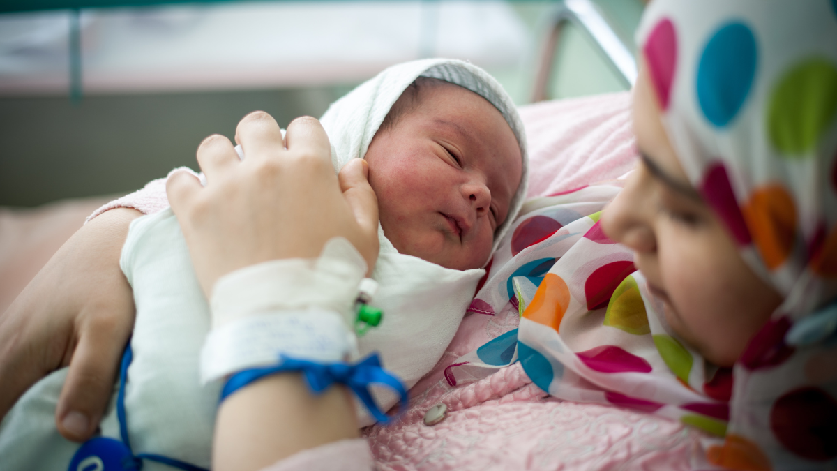 Mother and newborn baby